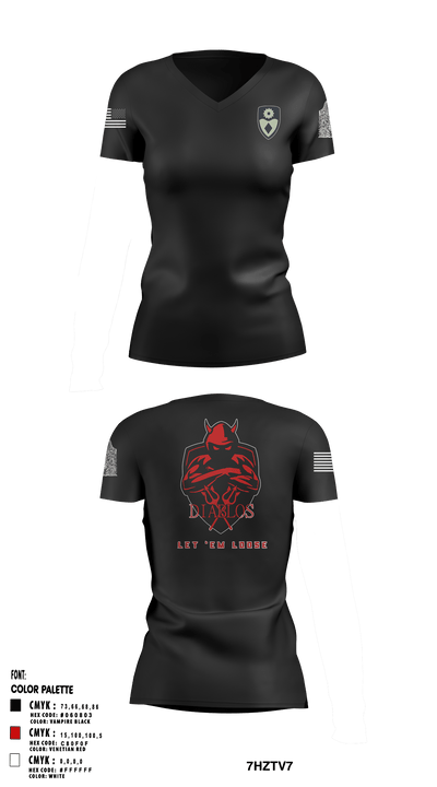 3rd PLT Diablos 55800262 Women's Short Sleeve V-neck Shirt - 1
