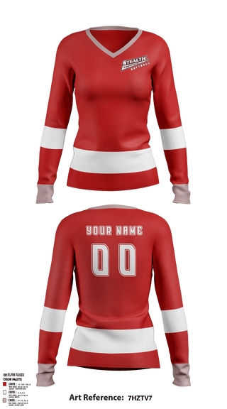 Women's Long Sleeve Vneck Shirt, Stealth Softball Org, Softball, Teamtime, Team time, sublimation, custom sports apparel, team uniforms, spirit wear, spiritwear, sports uniforms, custom shirts, team store, custom team store, fundraiser sports, apparel fundraiser