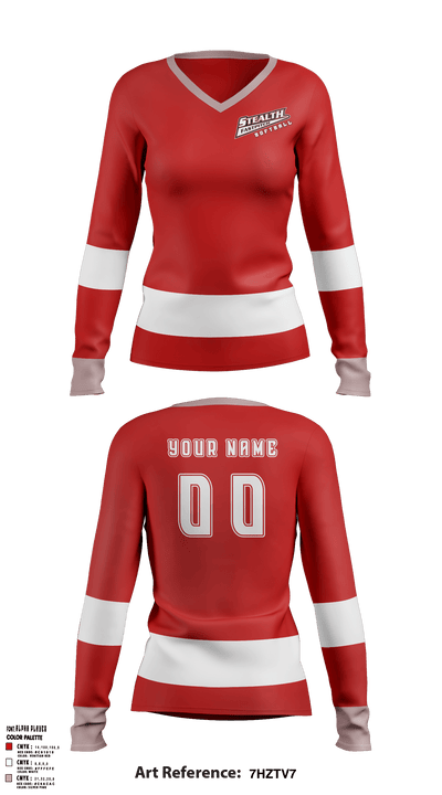 Stealth Softball Org 44677915 Women's Long Sleeve V-neck Shirt - 2