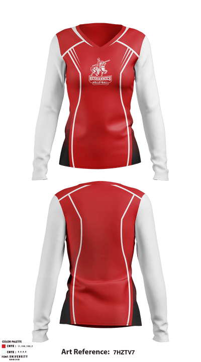 Neshannock Senior High School Volleyball 87814625 Women's Long Sleeve V-neck Shirt - 1