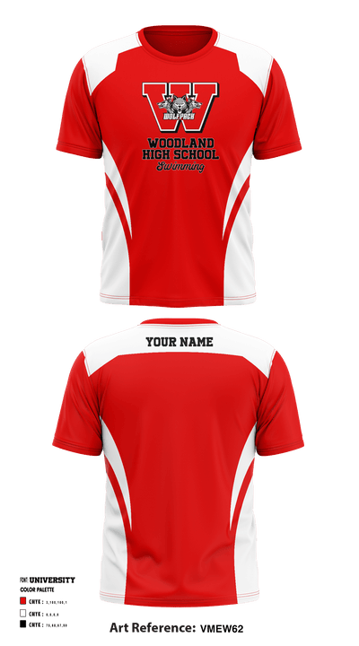 Woodland High School Swimming 97298494 Short Sleeve Performance Shirt - 2