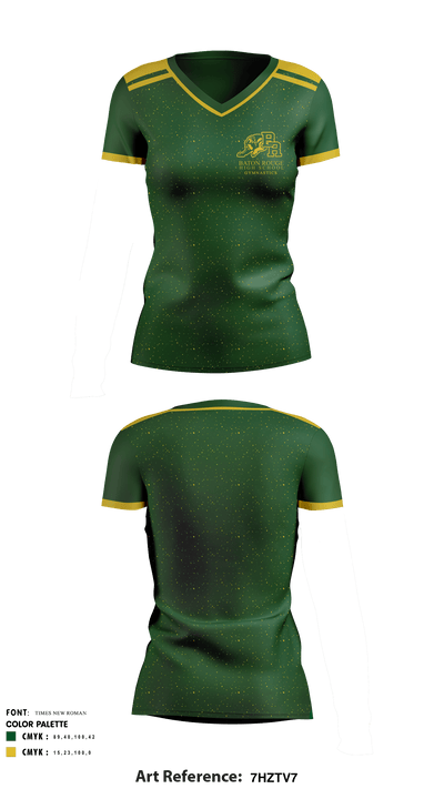 Baton Rouge Magnet High School Gymnastics 22417261 Women's Short Sleeve V-neck Shirt - 1