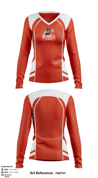 Women's Long Sleeve Vneck Shirt, Slidell High School Cheer, School Spirit Store, Teamtime, Team time, sublimation, custom sports apparel, team uniforms, spirit wear, spiritwear, sports uniforms, custom shirts, team store, custom team store, fundraiser sports, apparel fundraiser