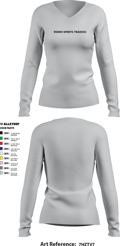 Venom Sports Training 59845358 Women's Long Sleeve V-neck Shirt - 9