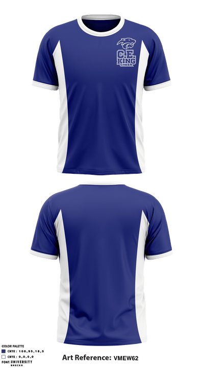 C E King High School Cheer 73392903 Short Sleeve Performance Shirt - 1