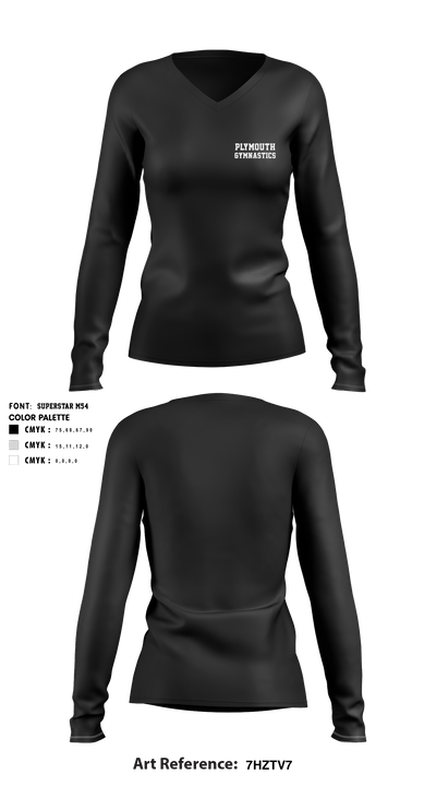 Plymouth Gymnastics 52029102 Women's Long Sleeve V-neck Shirt - 2