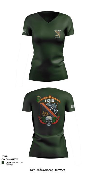 B CO 1-69th IN 22513555 Women's Short Sleeve V-neck Shirt - 7