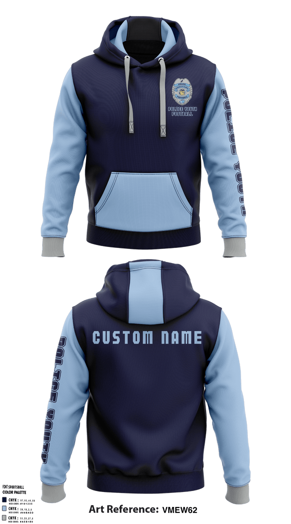 Hoodie, Police Youth Football, School Spirit Store, Teamtime, Team time, sublimation, custom sports apparel, team uniforms, spirit wear, spiritwear, sports uniforms, custom shirts, team store, custom team store, fundraiser sports, apparel fundraiser
