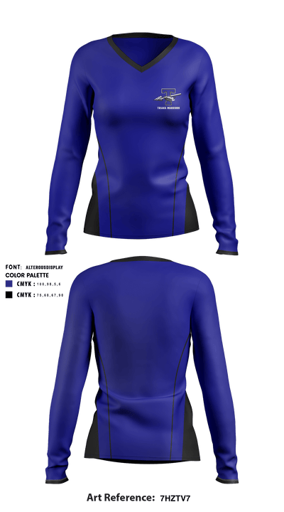 Triana Warriors 49643300 Women's Long Sleeve V-neck Shirt - 1