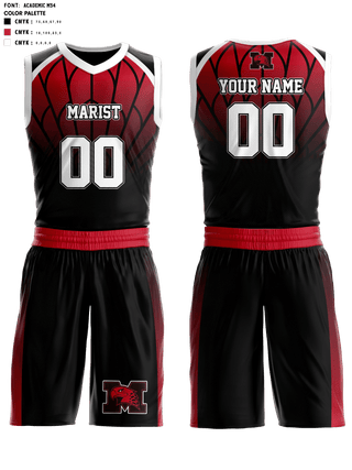 Basketball Uniform, Marist High School basketball, Men's Basketball, Teamtime, Team time, sublimation, custom sports apparel, team uniforms, spirit wear, spiritwear, sports uniforms, custom shirts, team store, custom team store, fundraiser sports, apparel fundraiser