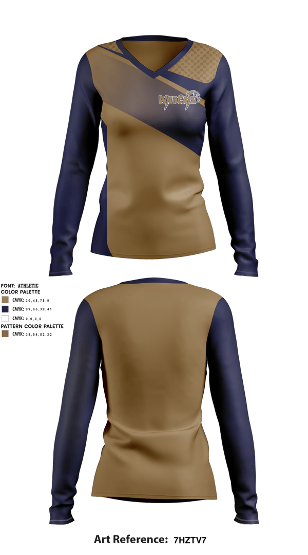 Women's Long Sleeve Vneck Shirt, Leonardtown Wildcats Football and Cheer, Football, Teamtime, Team time, sublimation, custom sports apparel, team uniforms, spirit wear, spiritwear, sports uniforms, custom shirts, team store, custom team store, fundraiser sports, apparel fundraiser