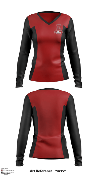 Women's Long Sleeve Vneck Shirt, Elyria High School Cheer, School Spirit Store, Teamtime, Team time, sublimation, custom sports apparel, team uniforms, spirit wear, spiritwear, sports uniforms, custom shirts, team store, custom team store, fundraiser sports, apparel fundraiser