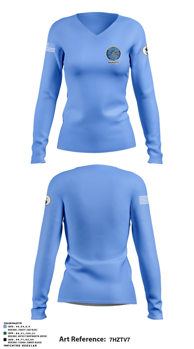 Bandits 74567801 Women's Long Sleeve V-neck Shirt - 1
