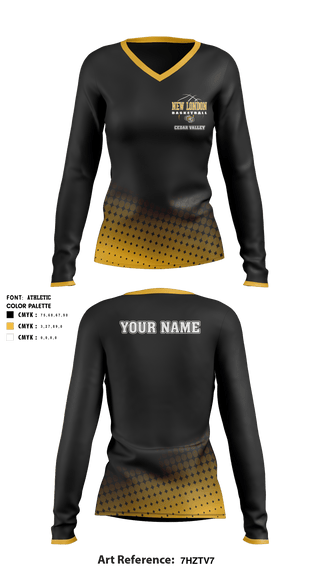 Women's Long Sleeve Vneck Shirt, New London Community High School Basketball, Women's Basketball, Teamtime, Team time, sublimation, custom sports apparel, team uniforms, spirit wear, spiritwear, sports uniforms, custom shirts, team store, custom team store, fundraiser sports, apparel fundraiser