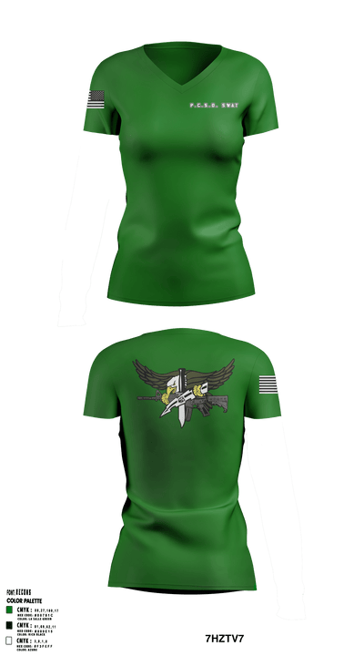 P.C.S.O. SWAT 73227294 Women's Short Sleeve V-neck Shirt - 1