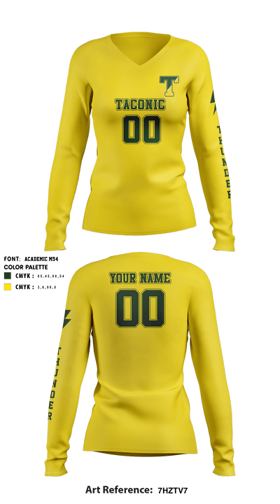 Taconic High School Volleyball 26091009 Women's Long Sleeve V-neck Shirt - 8