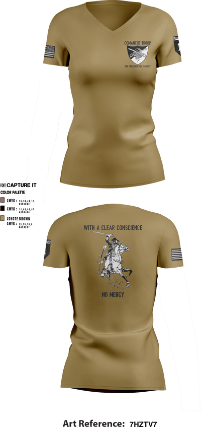 Troop C 5-4 Cavalry 34998263 Women's Short Sleeve V-neck Shirt - 1