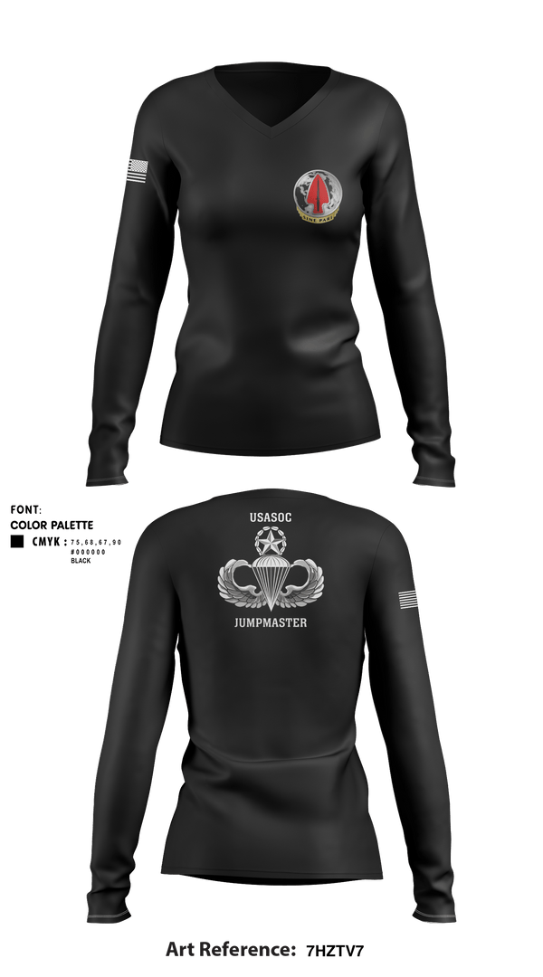 Women's Long Sleeve Vneck Shirt, USASOC, Army, Teamtime, Team time, sublimation, custom sports apparel, team uniforms, spirit wear, spiritwear, sports uniforms, custom shirts, team store, custom team store, fundraiser sports, apparel fundraiser