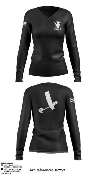 332 AEW / 332 ESFS 20613059 Women's Long Sleeve V-neck Shirt - 2