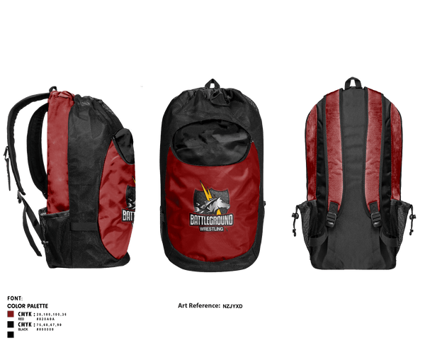 Gear Bag, BATTLEGROUND WRESTLING, Wrestling, Teamtime, Team time, sublimation, custom sports apparel, team uniforms, spirit wear, spiritwear, sports uniforms, custom shirts, team store, custom team store, fundraiser sports, apparel fundraiser