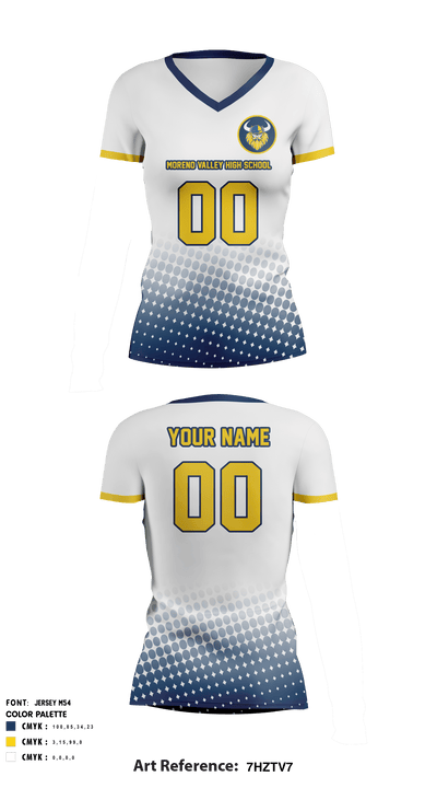 Moreno Valley High School Women's Volleyball 2791707 Women's Short Sleeve V-neck Shirt - 2