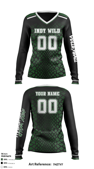 Women's Long Sleeve Vneck Shirt, Indy Wild Volleyball, Women's Volleyball, Teamtime, Team time, sublimation, custom sports apparel, team uniforms, spirit wear, spiritwear, sports uniforms, custom shirts, team store, custom team store, fundraiser sports, apparel fundraiser