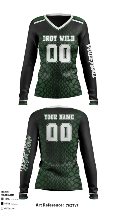 Indy Wild Volleyball 47140100 Women's Long Sleeve V-neck Shirt - 1