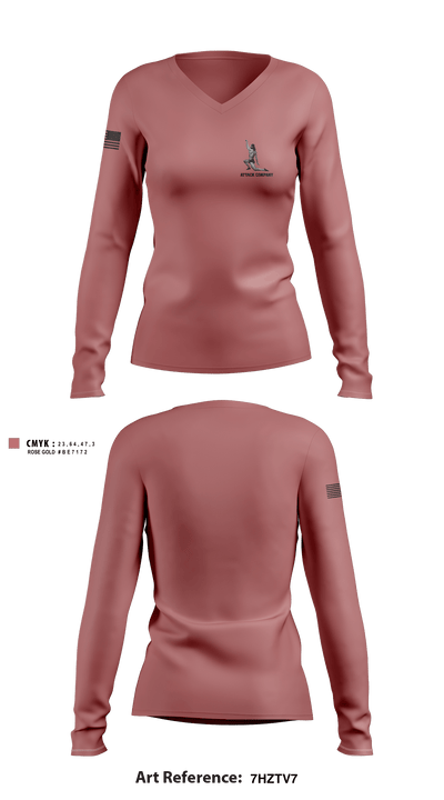 Attack company 87709527 Women's Long Sleeve V-neck Shirt - 1