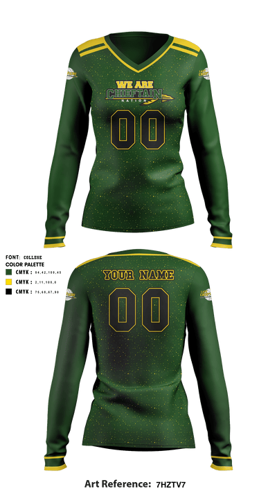 Rogue River Lady Chieftain Volleyball 10532973 Women's Long Sleeve V-neck Shirt - 1