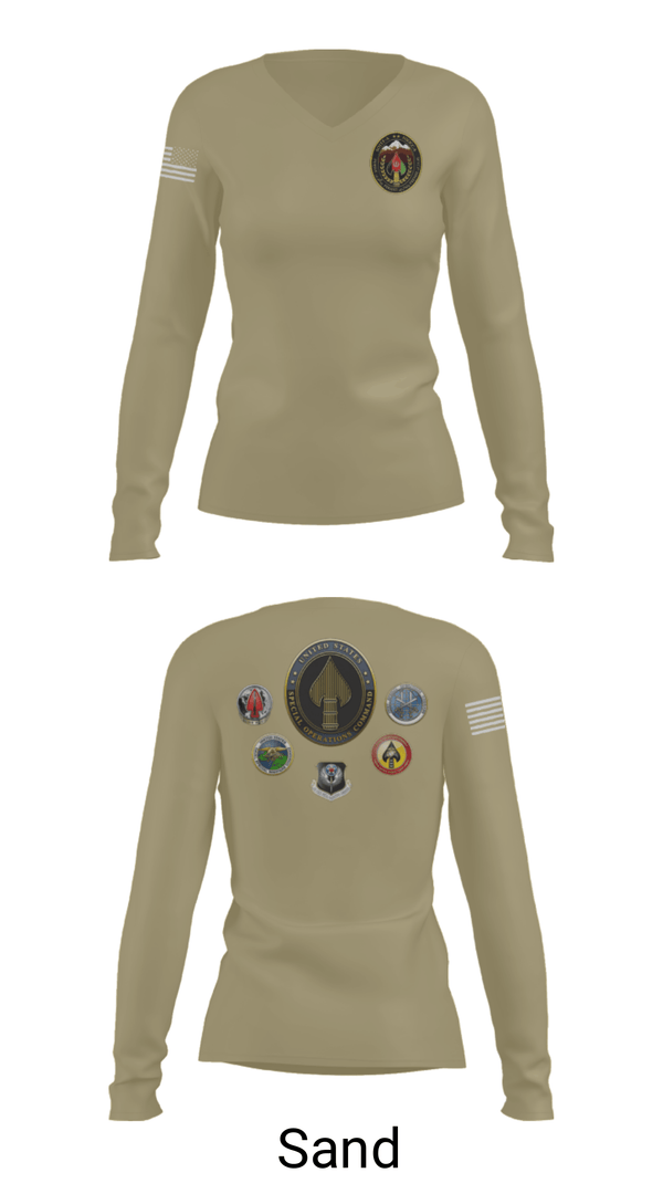 Women's Long Sleeve Vneck Shirt, , Army, Teamtime, Team time, sublimation, custom sports apparel, team uniforms, spirit wear, spiritwear, sports uniforms, custom shirts, team store, custom team store, fundraiser sports, apparel fundraiser