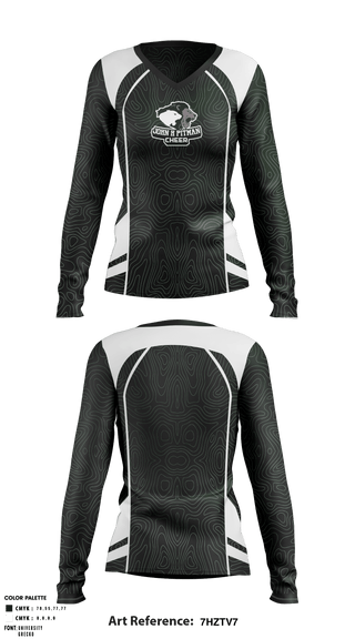 Women's Long Sleeve Vneck Shirt, John H Pitman High School Cheer, School Spirit Store, Teamtime, Team time, sublimation, custom sports apparel, team uniforms, spirit wear, spiritwear, sports uniforms, custom shirts, team store, custom team store, fundraiser sports, apparel fundraiser