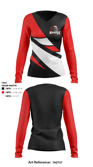 Women's Long Sleeve Vneck Shirt, John F Kennedy High School Knights Cheer, School Spirit Store, Teamtime, Team time, sublimation, custom sports apparel, team uniforms, spirit wear, spiritwear, sports uniforms, custom shirts, team store, custom team store, fundraiser sports, apparel fundraiser