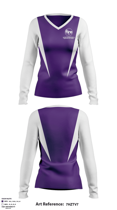 Fort Worth Fire Volleyball Club 27363537 Women's Long Sleeve V-neck Shirt - 1