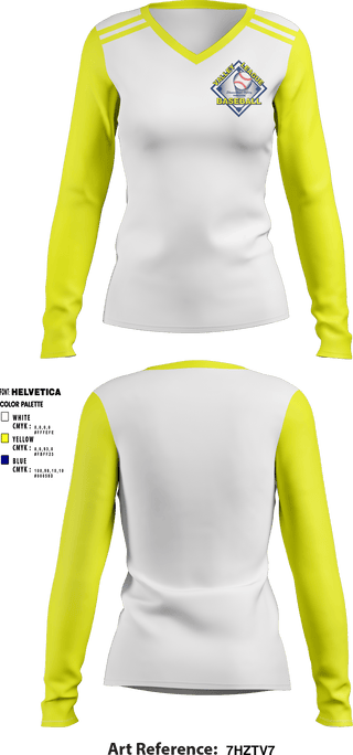 Women's Long Sleeve Vneck Shirt, Valley Baseball League, Baseball, Teamtime, Team time, sublimation, custom sports apparel, team uniforms, spirit wear, spiritwear, sports uniforms, custom shirts, team store, custom team store, fundraiser sports, apparel fundraiser
