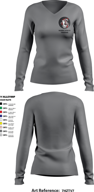 Women's Long Sleeve Vneck Shirt, Venom Sports Training, Men's Basketball, Teamtime, Team time, sublimation, custom sports apparel, team uniforms, spirit wear, spiritwear, sports uniforms, custom shirts, team store, custom team store, fundraiser sports, apparel fundraiser