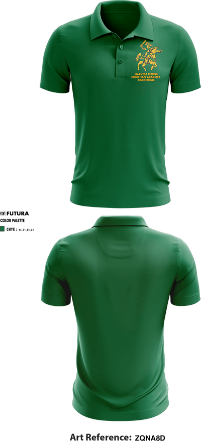 Harvest Temple Christian Academy Junior High School Basketball 97137941 Short Sleeve Performance Polo - 1