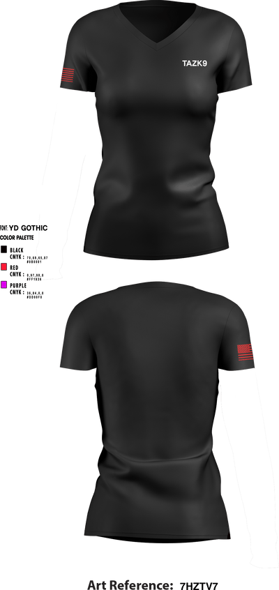 Tazk9 79601909 Women's Short Sleeve V-neck Shirt - 1