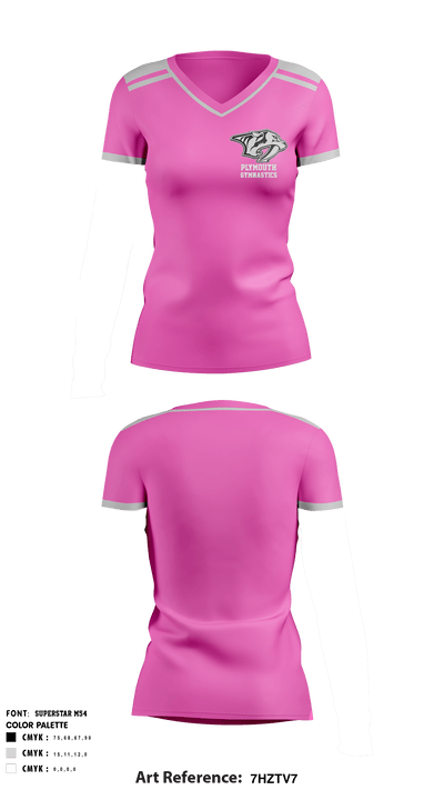 Plymouth Gymnastics 52029102 Women's Short Sleeve V-neck Shirt - 3