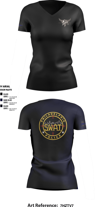 Philadelphia Police SWAT 84956404 Women's Short Sleeve V-neck Shirt - 1
