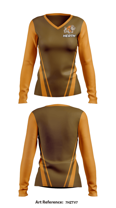 Heath High School 37532753 Women's Long Sleeve V-neck Shirt - 1