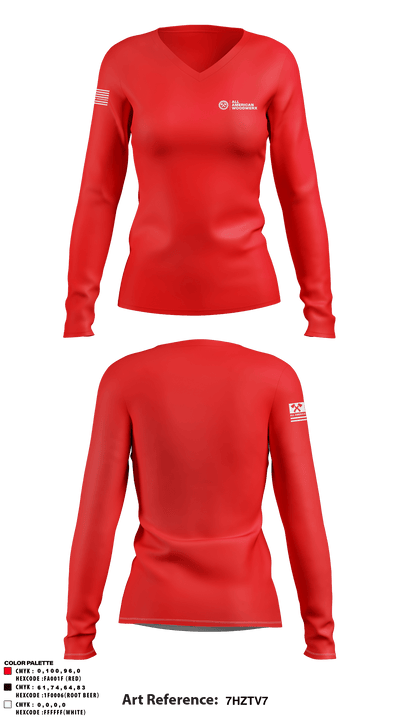 All American WoodWerx 51149733 Women's Long Sleeve V-neck Shirt - 1