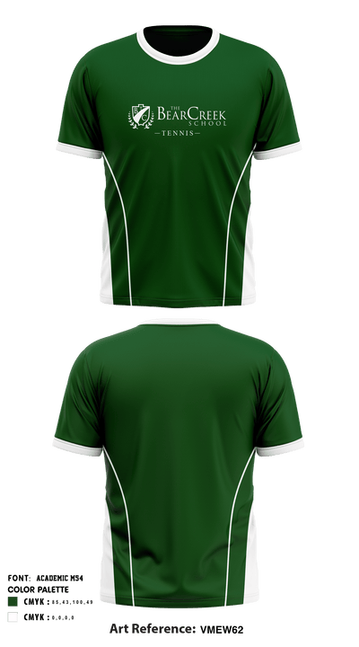 The Bear Creek Upper School Tennis 70605798 Short Sleeve Performance Shirt - 2