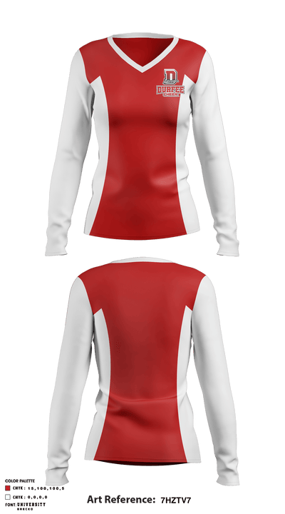 Durfee High School Cheer 55931671 Women's Long Sleeve V-neck Shirt - 1