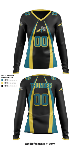 Women's Long Sleeve Vneck Shirt, NE Thunder Football, Football, Teamtime, Team time, sublimation, custom sports apparel, team uniforms, spirit wear, spiritwear, sports uniforms, custom shirts, team store, custom team store, fundraiser sports, apparel fundraiser