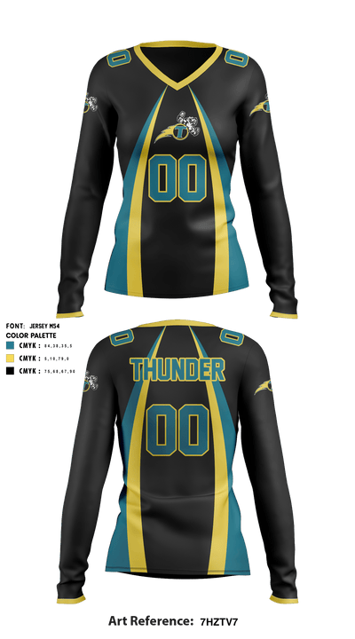 NE Thunder Football 21044517 Women's Long Sleeve V-neck Shirt - 4