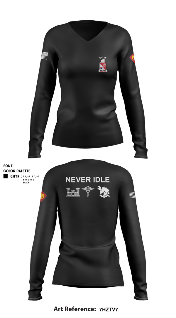 Women's Long Sleeve Vneck Shirt, 120th Engineers, , Teamtime, Team time, sublimation, custom sports apparel, team uniforms, spirit wear, spiritwear, sports uniforms, custom shirts, team store, custom team store, fundraiser sports, apparel fundraiser