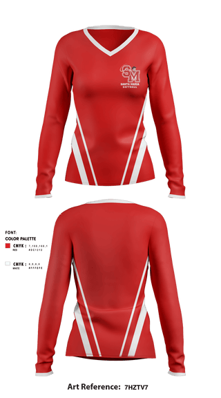 Women's Long Sleeve Vneck Shirt, Santa Maria High School Softball, Softball, Teamtime, Team time, sublimation, custom sports apparel, team uniforms, spirit wear, spiritwear, sports uniforms, custom shirts, team store, custom team store, fundraiser sports, apparel fundraiser