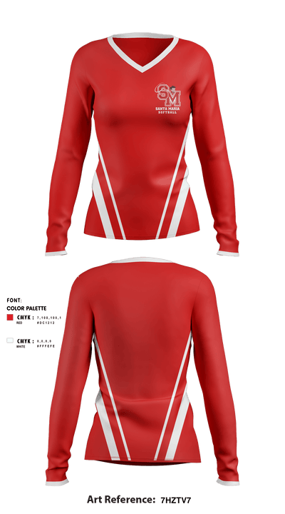 Santa Maria High School Softball 20392593 Women's Long Sleeve V-neck Shirt - 1