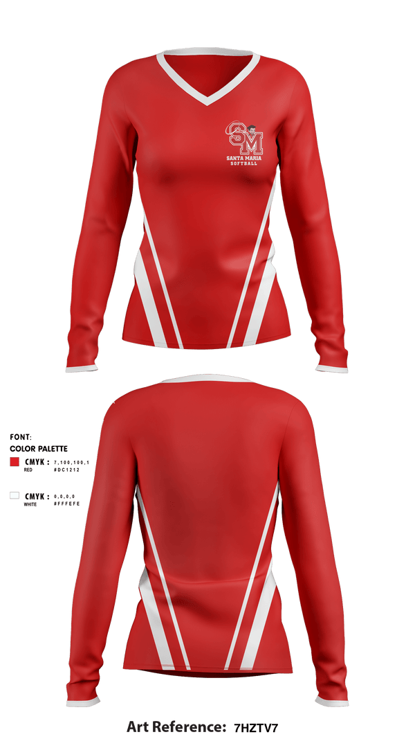 Women's Long Sleeve Vneck Shirt, Santa Maria High School Softball, Softball, Teamtime, Team time, sublimation, custom sports apparel, team uniforms, spirit wear, spiritwear, sports uniforms, custom shirts, team store, custom team store, fundraiser sports, apparel fundraiser