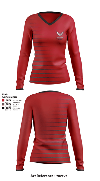 Women's Long Sleeve Vneck Shirt, Cedar Valley High School, Tennis, Teamtime, Team time, sublimation, custom sports apparel, team uniforms, spirit wear, spiritwear, sports uniforms, custom shirts, team store, custom team store, fundraiser sports, apparel fundraiser